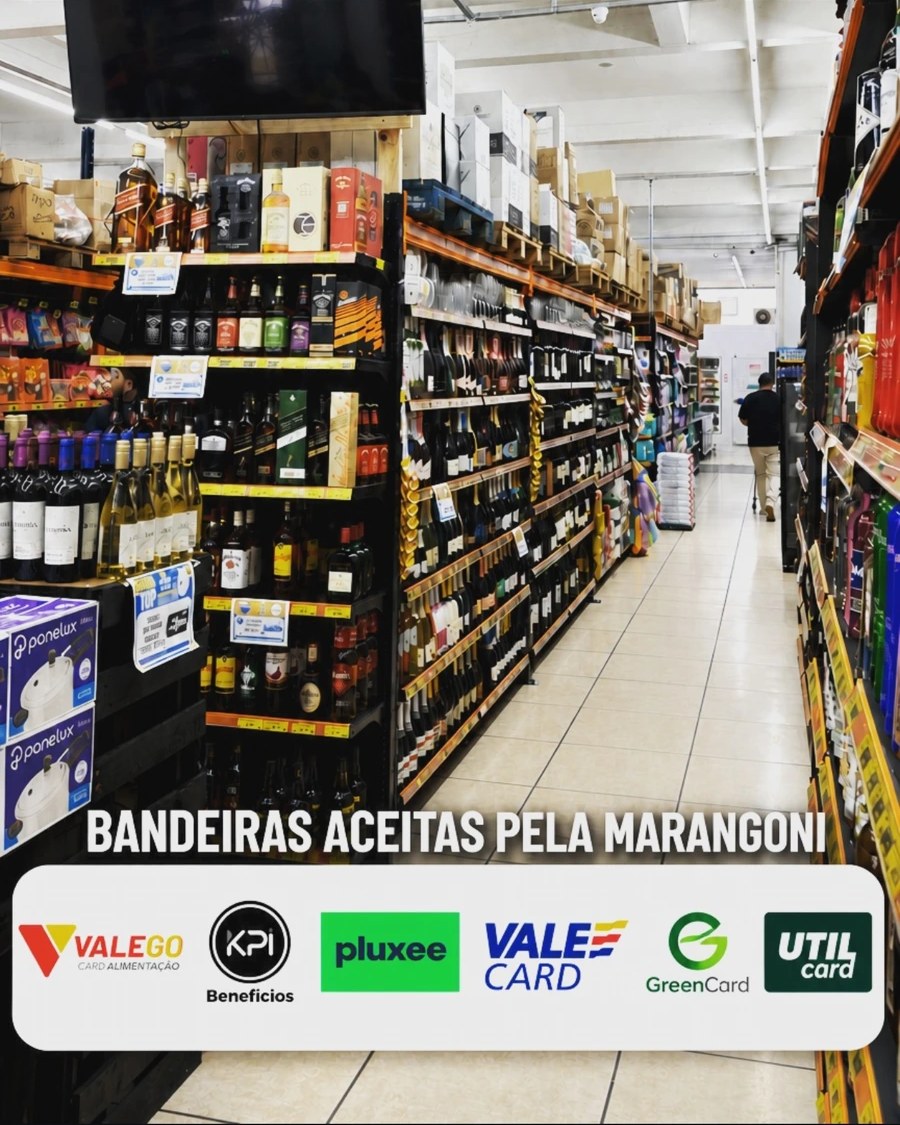 Bandeiras de vale alimentação aceitas na Marangoni
